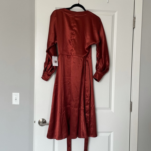 LPA | Revolve Wrap Dress in Cherry Brown - Picture 4 of 6